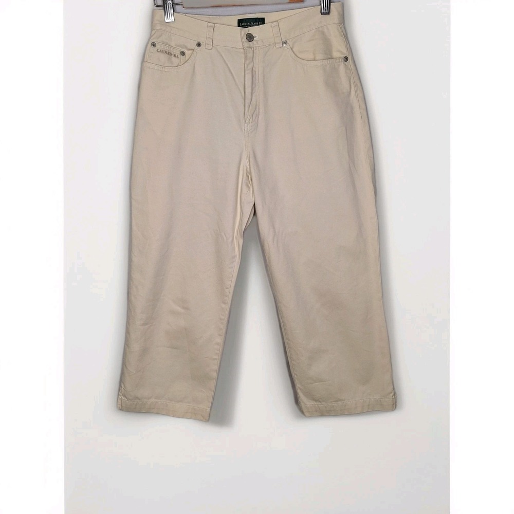 Lauren‎ Ralph Lauren 6 Lt Khaki 5-Pocket 20" Capri Cotton Cream Concr Crop Ankle